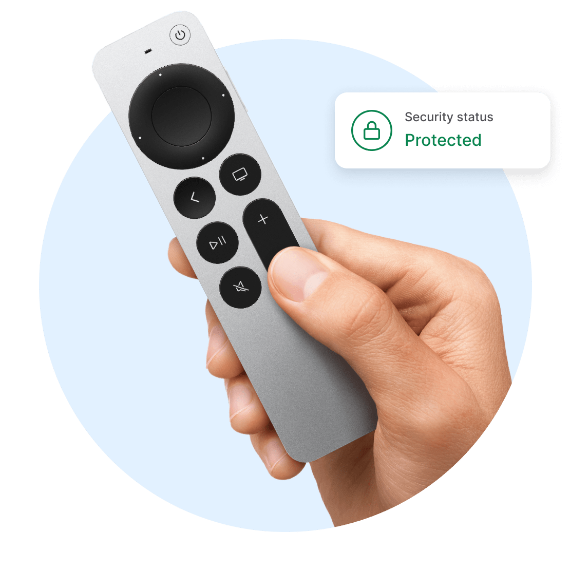 A person clicking a TV remote to install a VPN for Apple TV